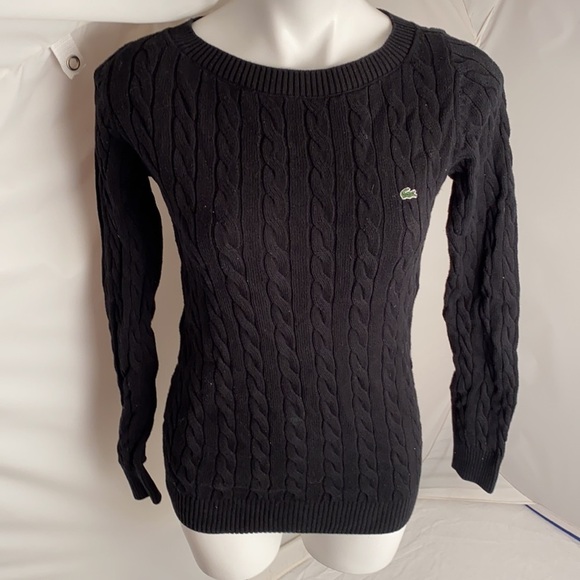 Lacoste Sweaters - Lacoste black cable knit sweater 38